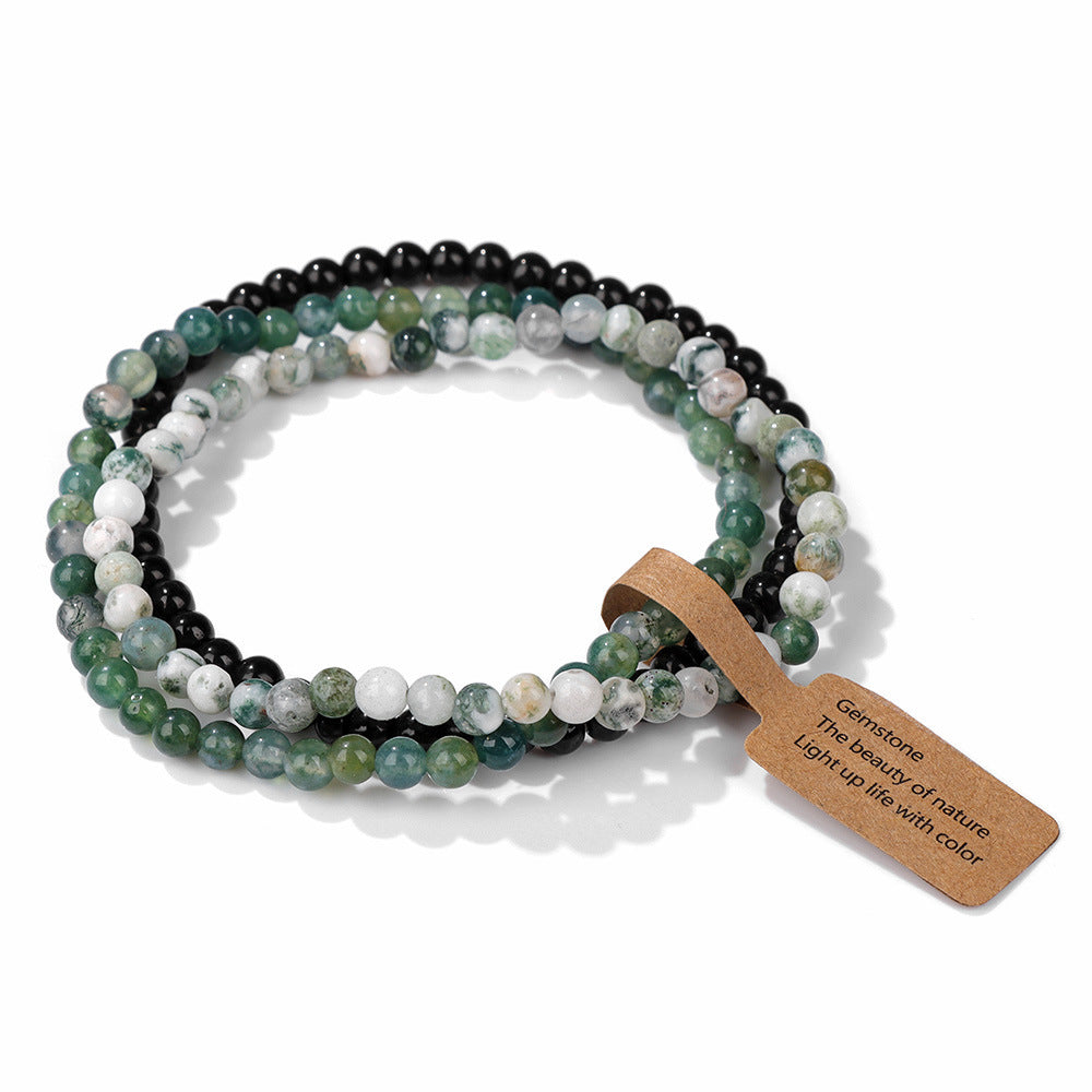 Vintage Geometric Agate Beaded Bracelet Unisex Natural Stone Jewelry