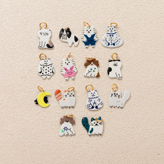 Luxury Casual Hand-Painted Animal Ceramic Pendant Stainless Steel Necklace for Unisex