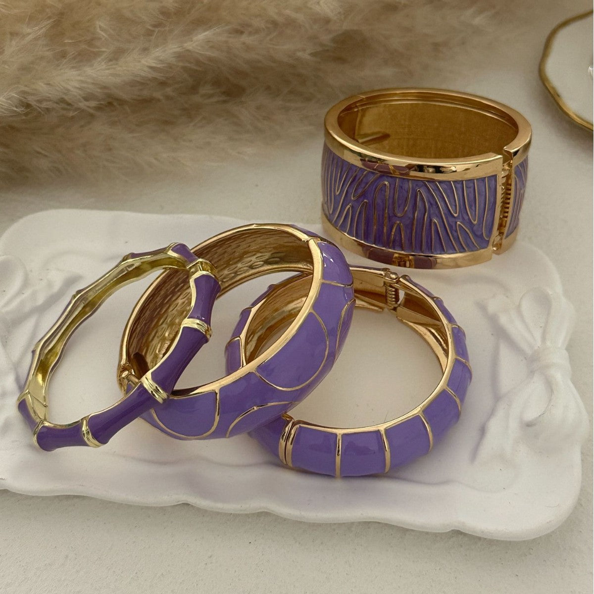 Bracciale Elastico Aperto Geometrico in Lega Placcata ad Olio Sgocciolante Boemo Colorato
