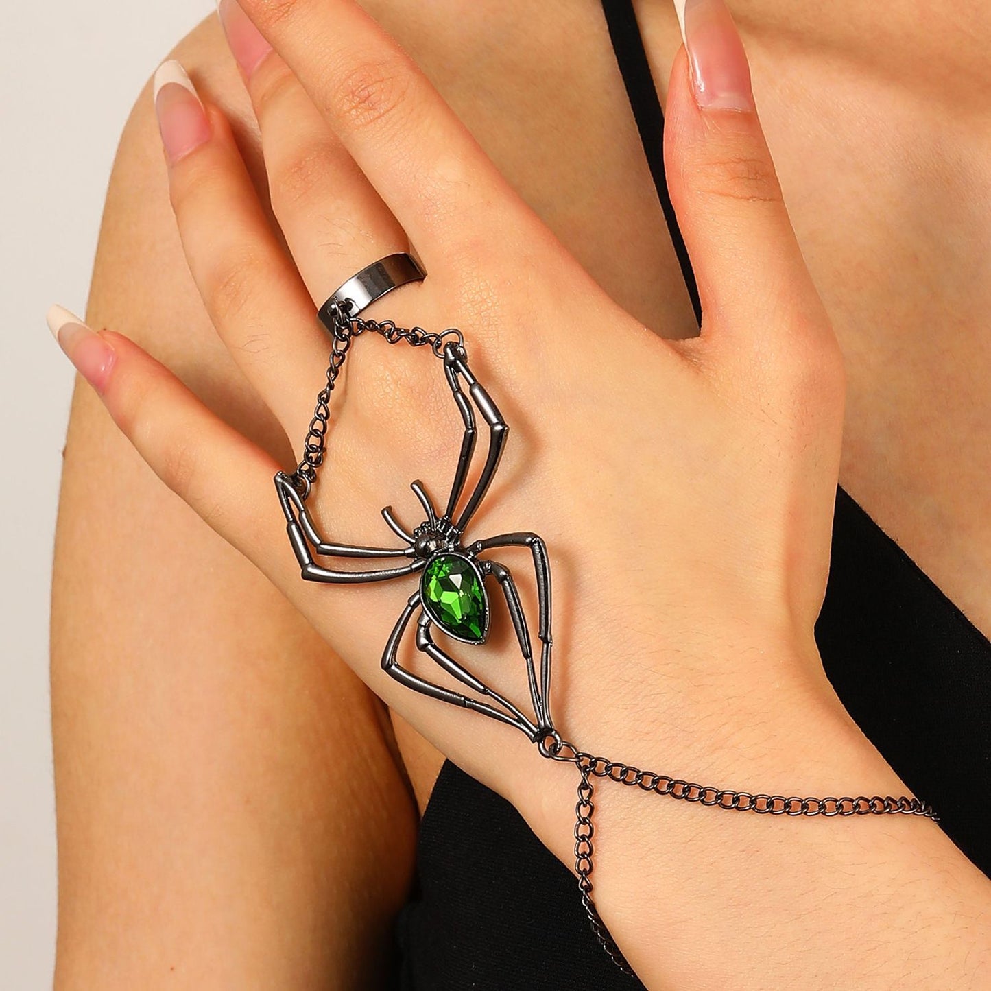 Set de Collar Colgante Araña de Halloween con Pendientes y Anillo de Aleación con Acabado Chapado para Mujer