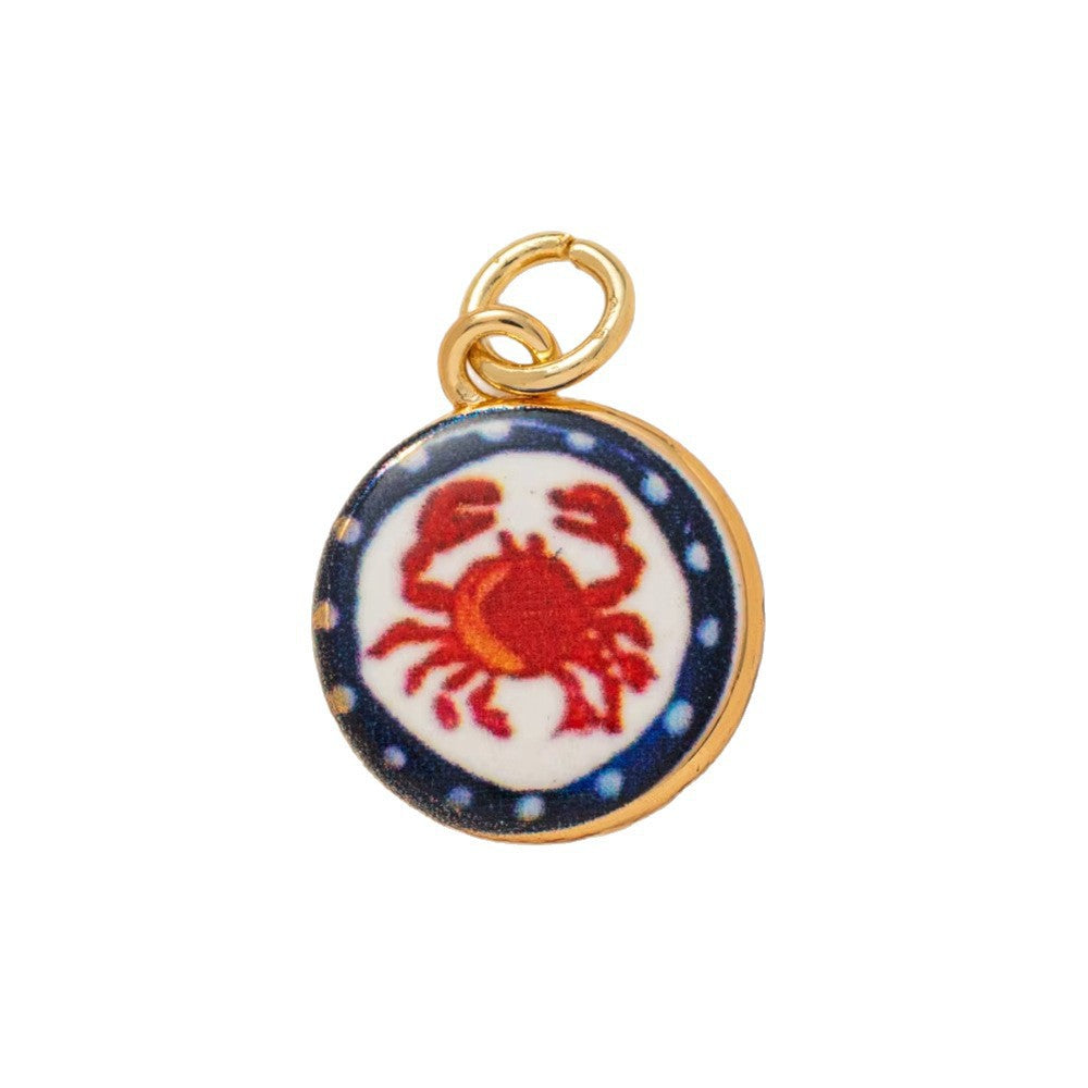 Luxury Casual Geometric Animal Brass Plated Pendant Necklace with Goldfish Conch Starfish Tropical Fish Charms