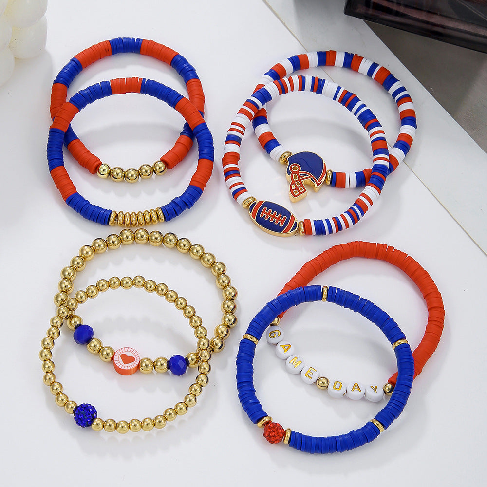 Geometric Drip Oil Resin Alloy Acrylic Beaded Bracelet Set Unisex Elastic Friendship Hand Jewelry