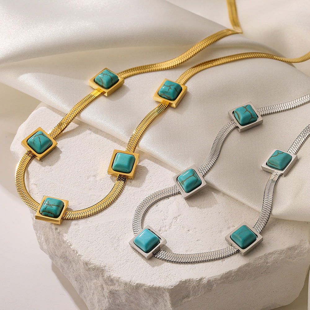 Bohemian Geometric Titanium Steel Necklace for Women with Minimalist Design and Clavicle-Friendly Chain