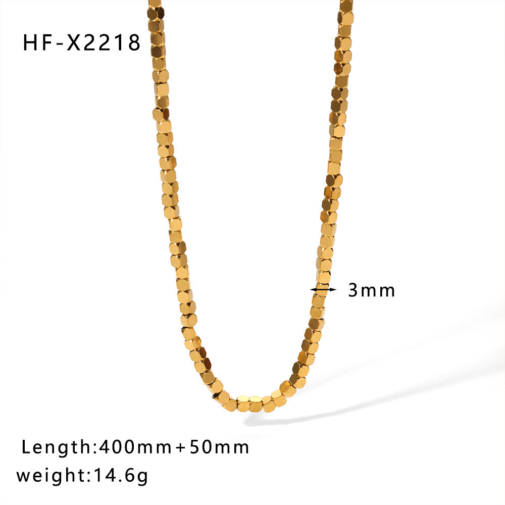 Minimalist Cat Eye Stone Zircon Pearl Smiley Face Necklace for Women in Titanium Steel with Plating Finish