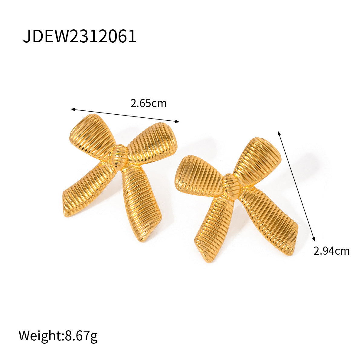Vintage Cute Butterfly Bow Stainless Steel Plated Earrings