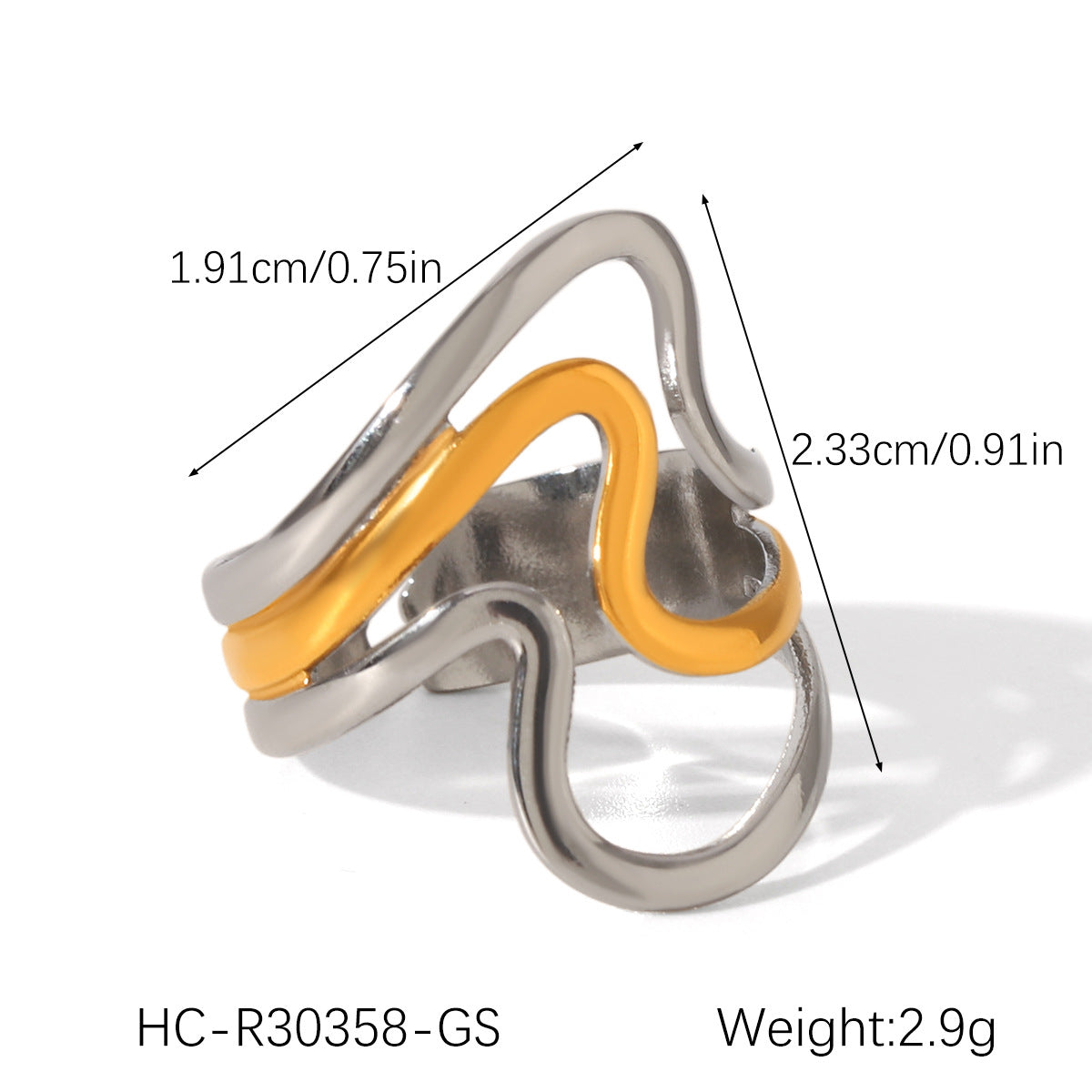 Minimalist Geometric Stainless Steel Ring with 18K Gold Plating for Women Titanium Steel Fade-Resistant Fashion Ring