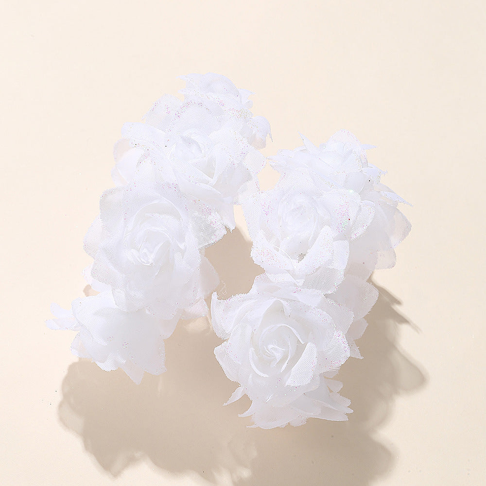 Set di elastici per capelli in tessuto a forma di fiore minimalisti per bambini, paio di elastici morbidi per bambine e bambini