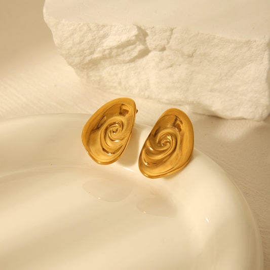 Orecchini a conchiglia geometrici in acciaio inossidabile placcato oro 18 carati stile Ins da donna