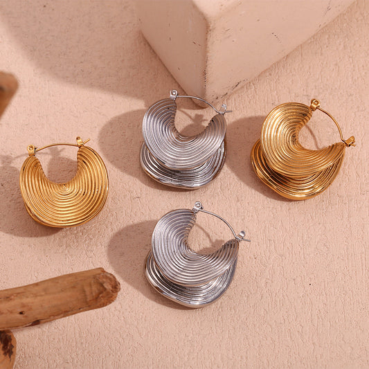 Orecchini da donna alla moda in acciaio inossidabile con geometria e placcatura in oro 18 carati