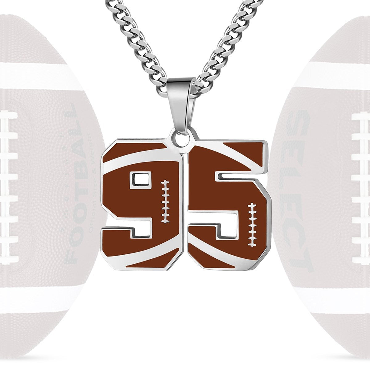 Motivational Football Number Pendant Necklace for Men in Stainless Steel with Polished Finish and Letter/Number Design