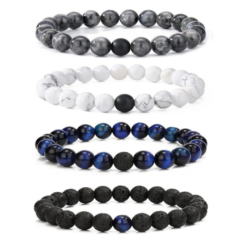 Minimalist Round Agate Geometric Bracelet Set Unisex