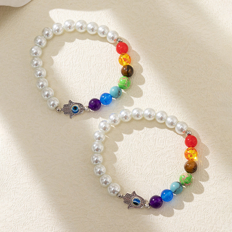 Minimalist Heart Agate Plated Bracelet Set for Unisex