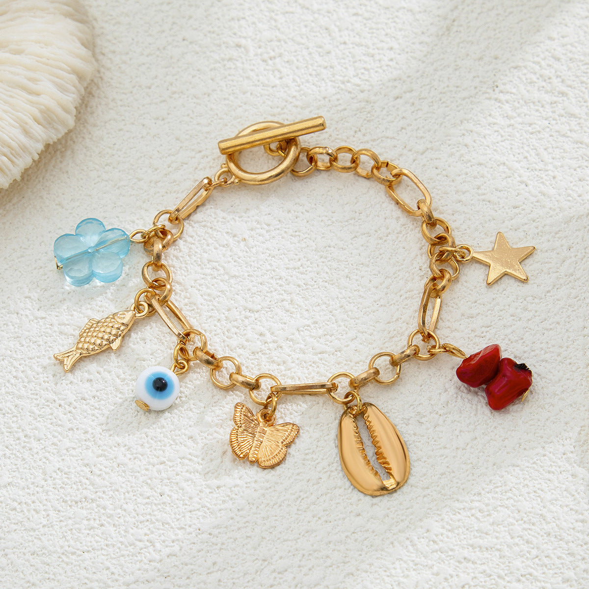 Personalized Butterfly Star Heart Imitation Pearl Alloy Bracelet with OT Clasp