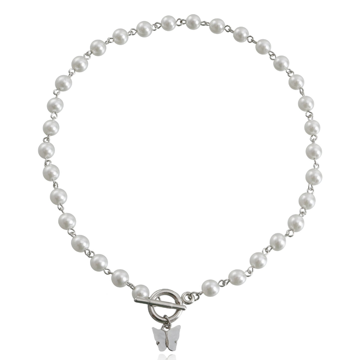 Women's Vintage Butterfly Pendant Necklace Alloy Plated Fish Line Chain Fashionable Jewelry