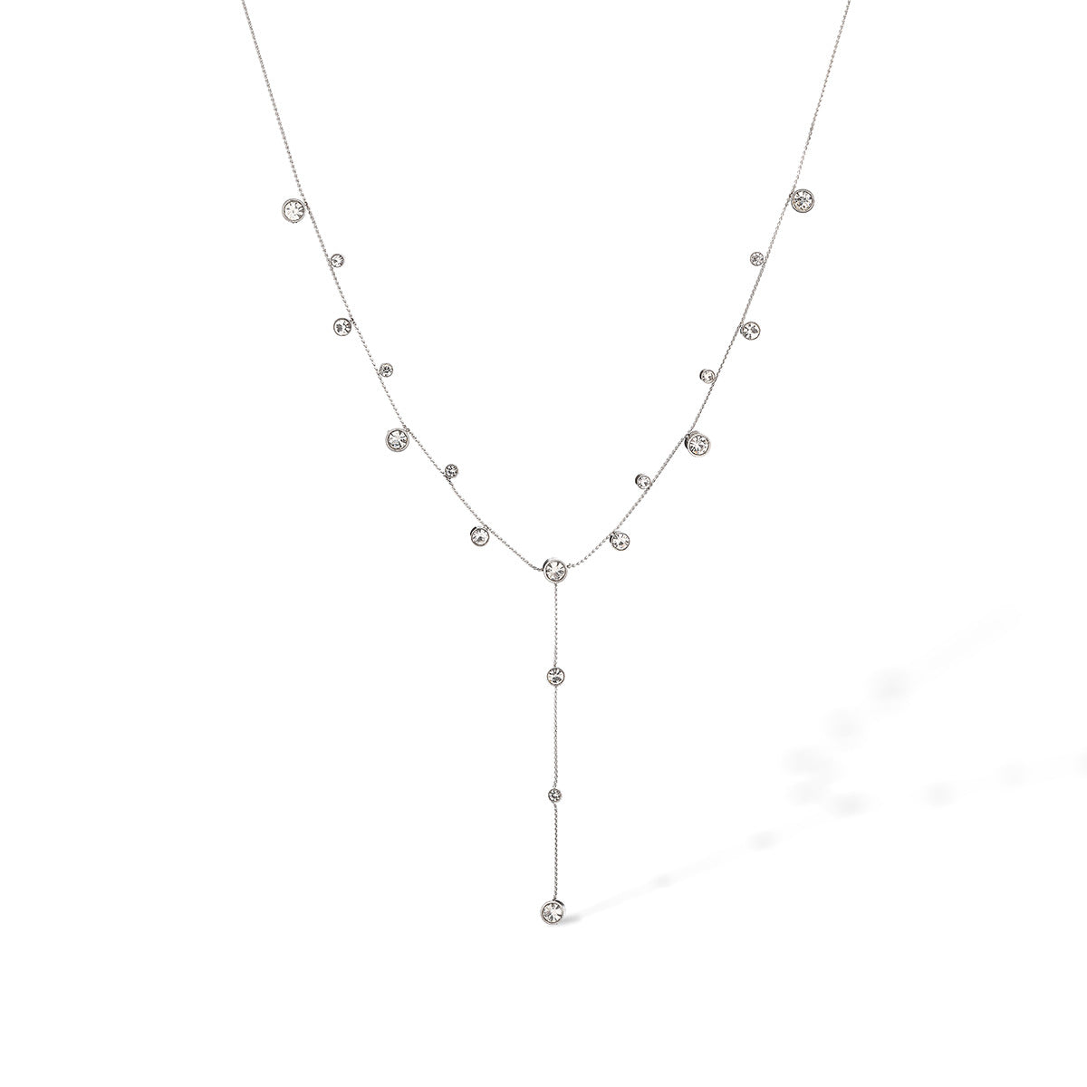 Minimalist Elegant 18K Gold Plated Geometric Stainless Steel Necklace with Cubic Zirconia Inlay for Women