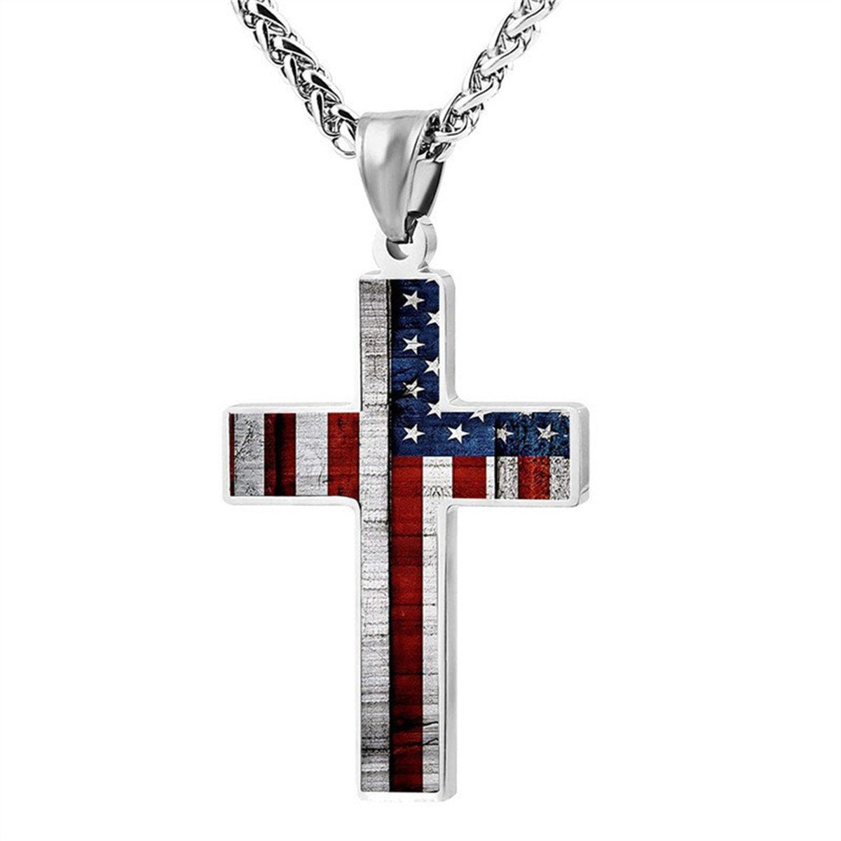 Minimalist Geometric Stainless Steel Cross Pendant Necklace with Titanium Steel Charm and Electroplated Finish for Men