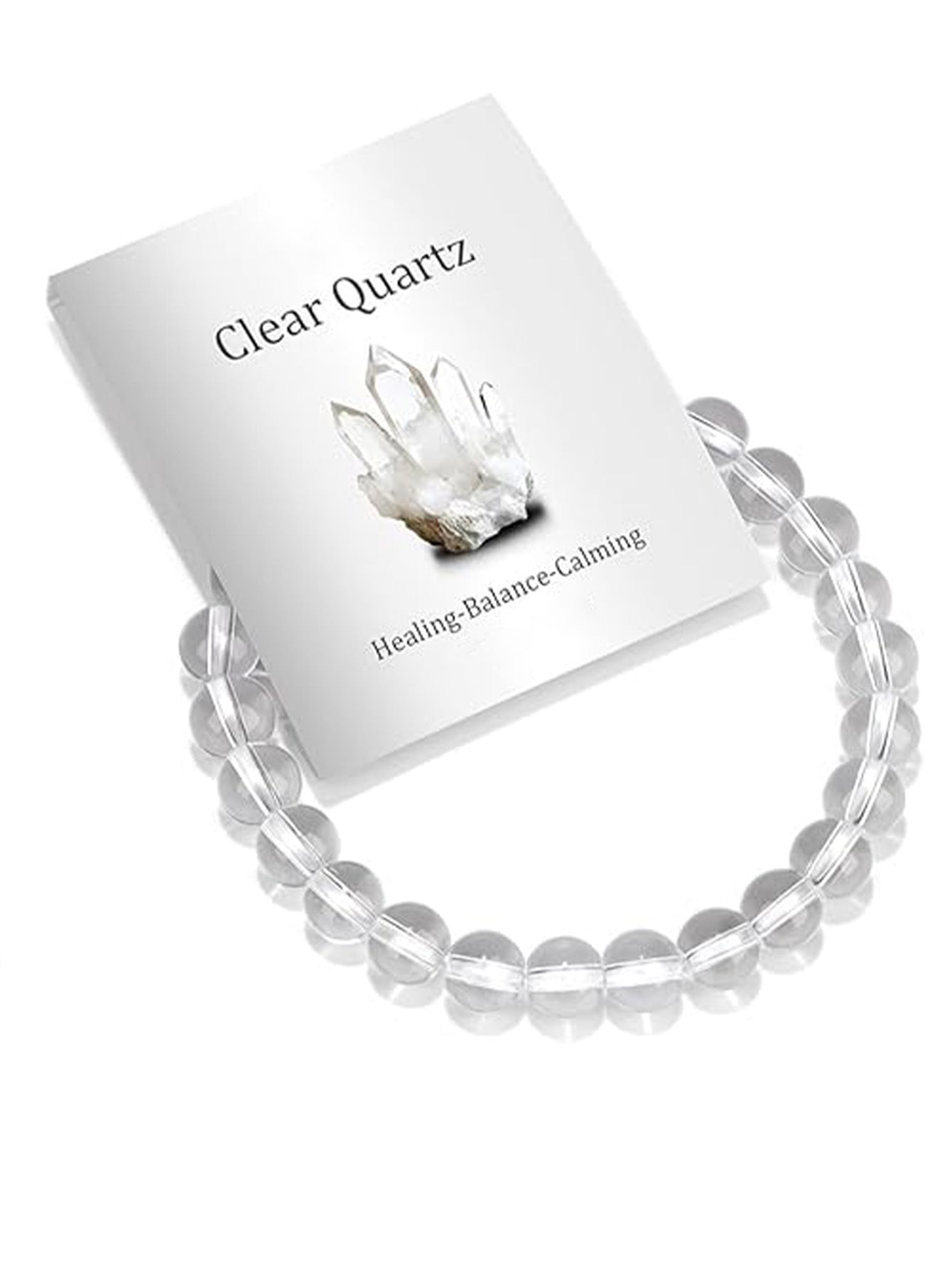 8mm Natural Crystal Beaded Stretch Bracelet Geometric Round Unisex Handmade Jewelry Set