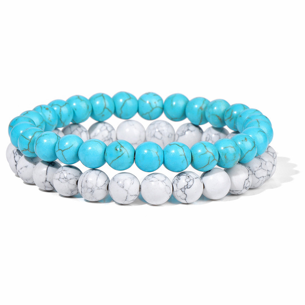 Vintage Business Geometric Natural Gemstone Beaded Bracelet Set for Unisex