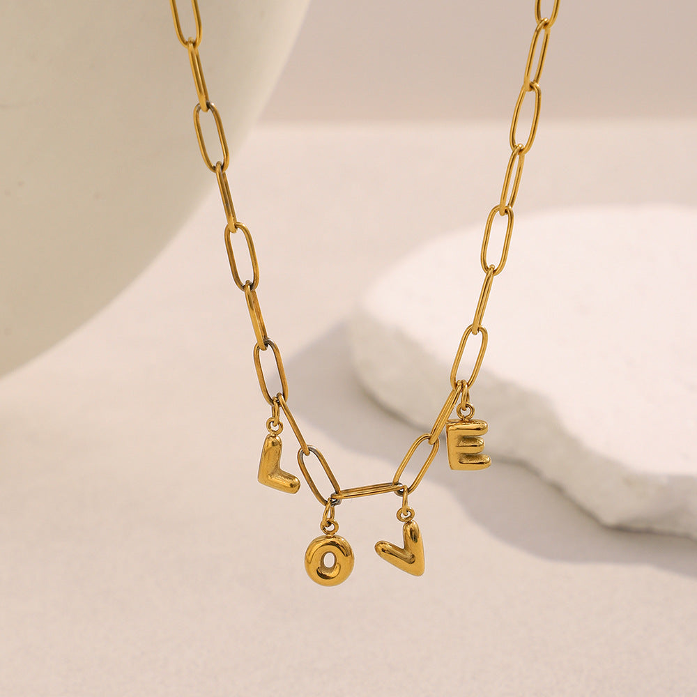 Collana pendente con lettera alla moda in stile OL in acciaio inossidabile placcato oro 18 carati da donna