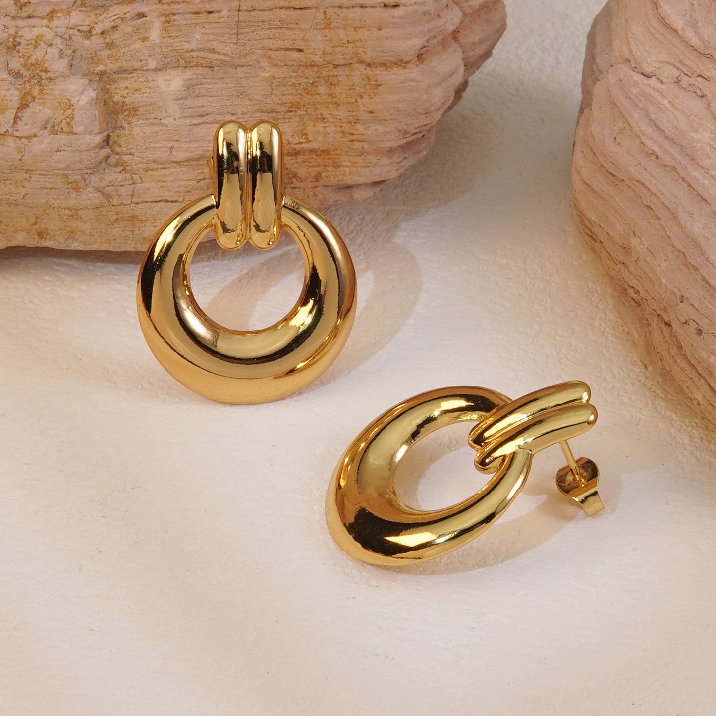 Vintage Round Geometric Plated Stainless Steel Earrings for Women