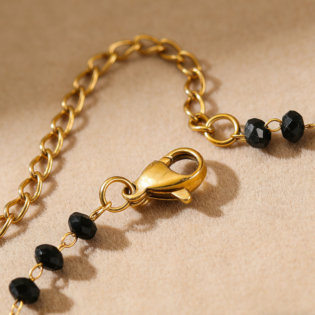Set de pulsera y collar chapados en acero inoxidable con cuentas, redondo, geométrico, minimalista y bohemio para mujer