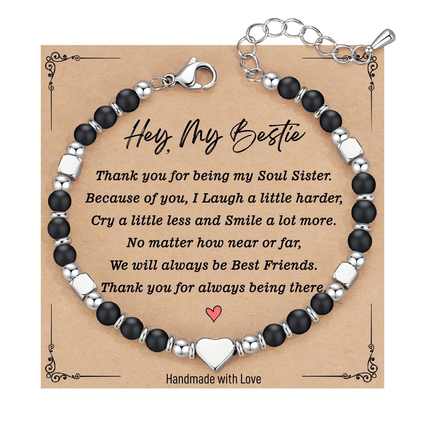 Fashion Heart Shaped Crystal Beaded Stainless Steel Bracelet for Women