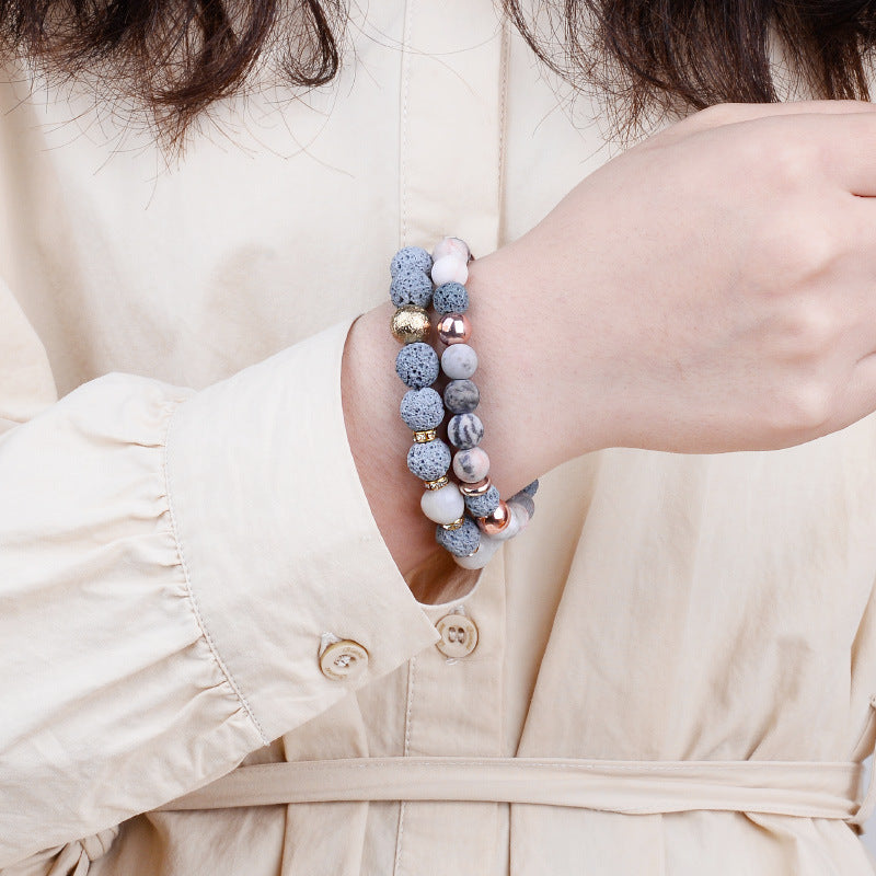 Sweet Geometric Agate Baking Varnish Bracelet for Women
