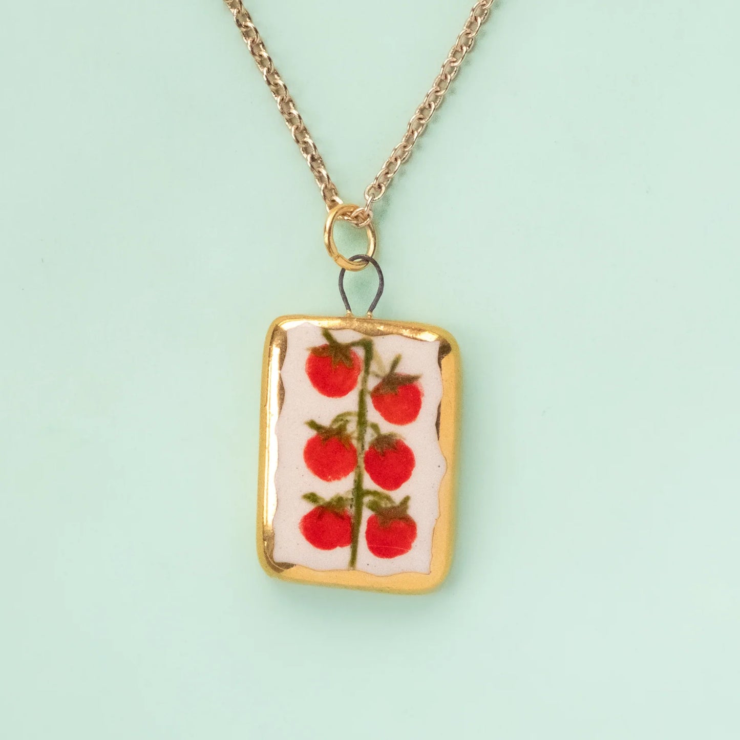 Hand-painted Heart Brass Charm Bar Pendant