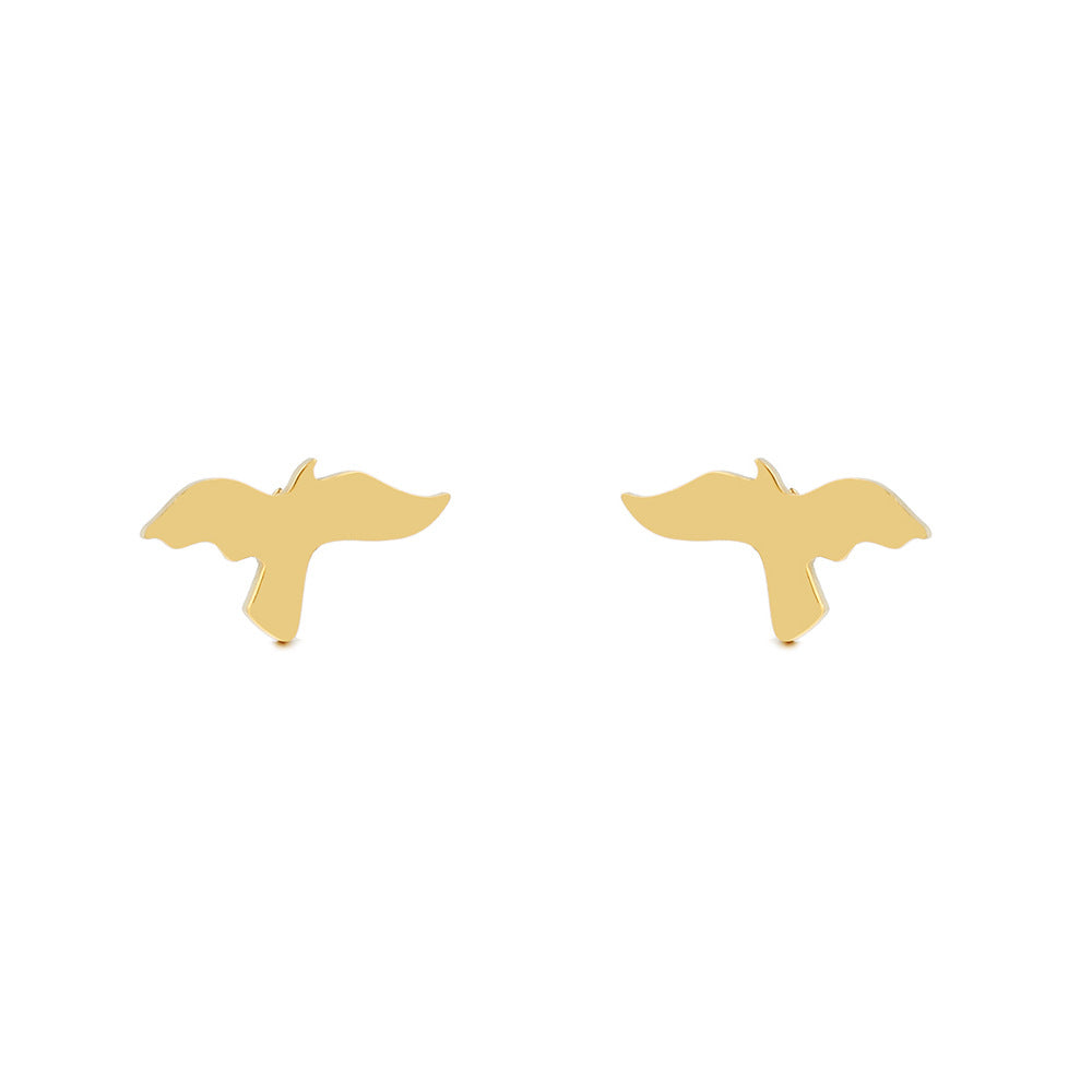 Sweet Minimalist Geometric Bird Alloy Pendant Stainless Steel Plated Necklace Cable Chain for Women