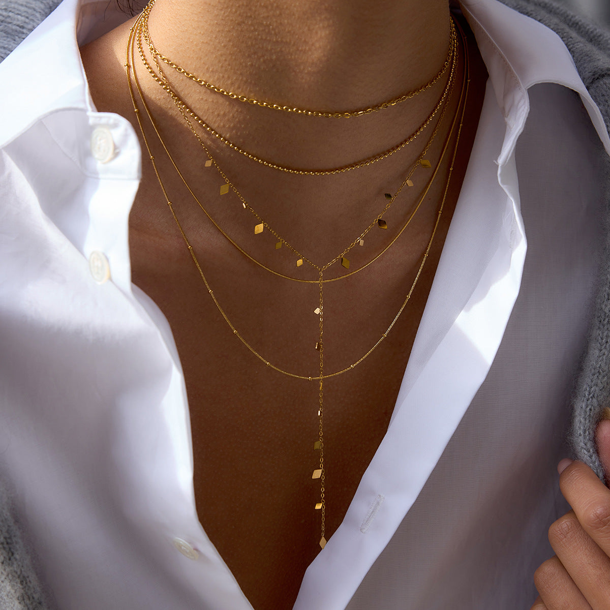 Minimalist U-Shaped Titanium Steel Pendant Necklace with 18K Real Gold PVD Vacuum Plating for Women