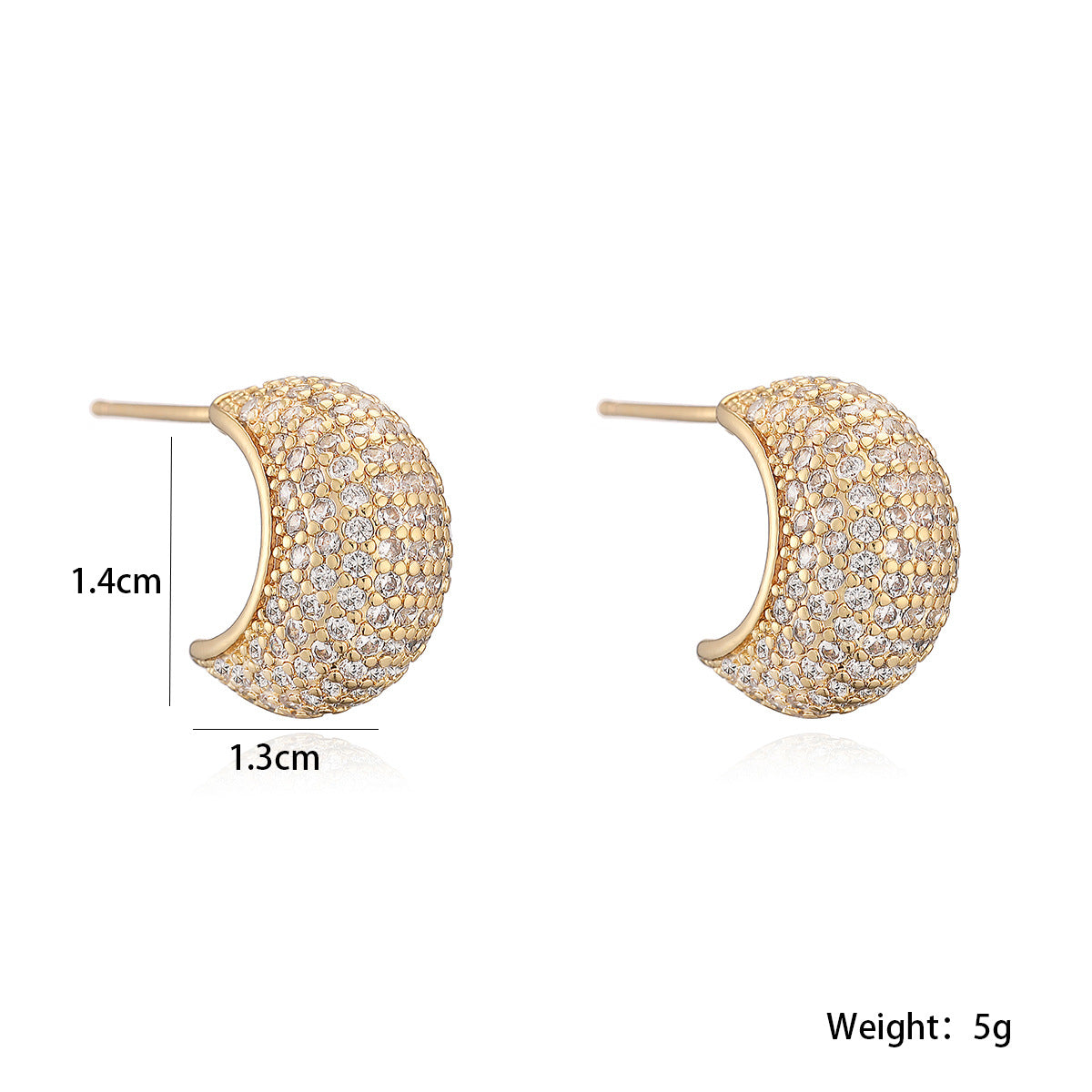 Minimalist Luxury Geometric Gold Plated Brass Cubic Zirconia Inlay Earrings for Women