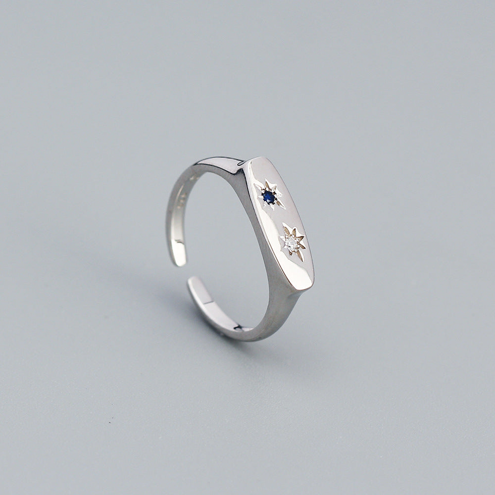Anello Unisex Regolabile Aperto Placcato con Stella Minimalista in Argento Sterling 925