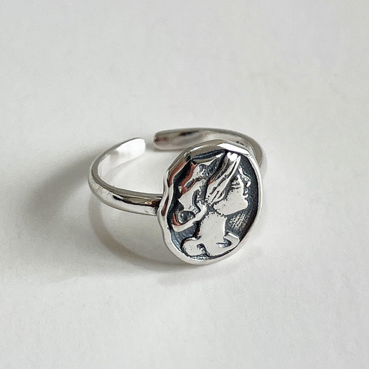 Anillo geométrico de plata de ley 925, vintage, minimalista, artístico, bohemio