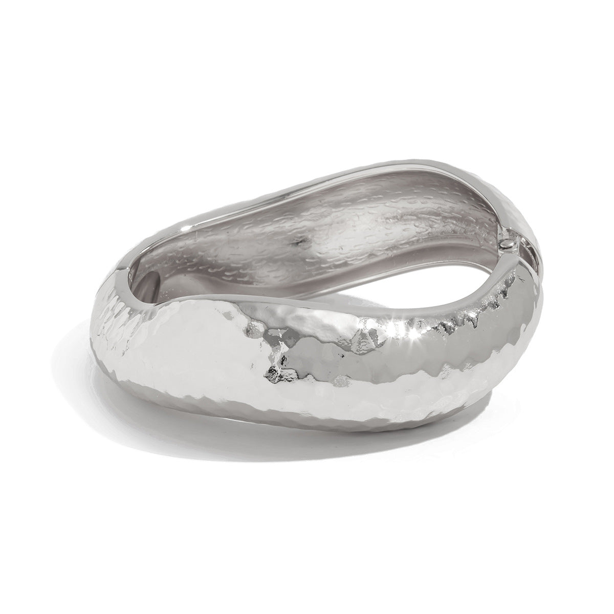 Exaggerated Geometric Zinc Alloy Plated Hammered Wide Cuff Bracelet