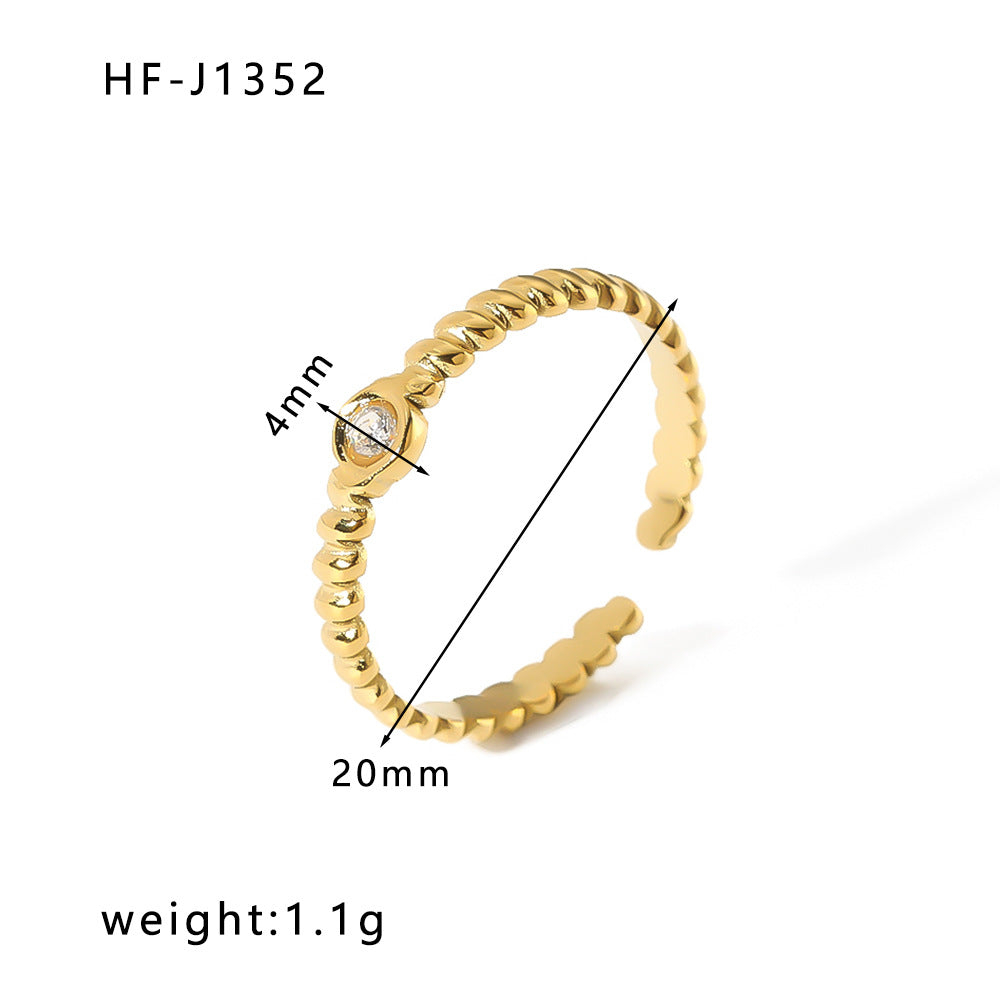 Anello Aperto Minimalista in Acciaio Inossidabile da Donna con Forma Geometrica e Finitura Placcata in Oro 18K Sottovuoto