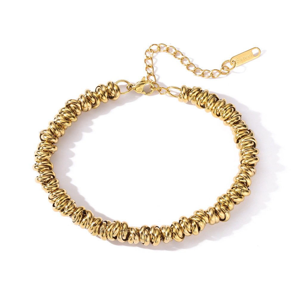 Bracciale da donna minimalista geometrico in acciaio al titanio con finitura placcata e design a catena spessa