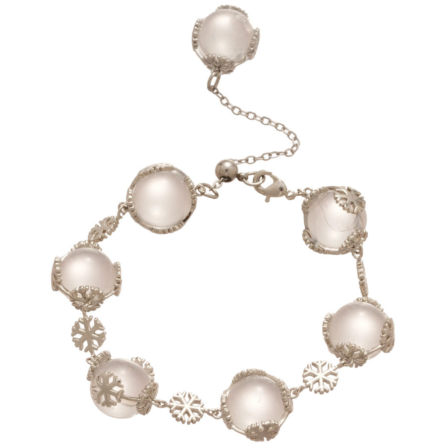 Pulsera Minimalista de Copo de Nieve de Cristal con Cuentas para Mujer con Diseño Geométrico y Floral, Pulsera de Lujo Hecha a Mano