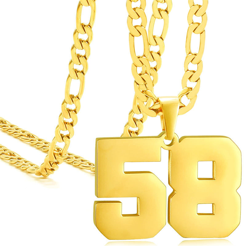 Minimalist Numeric Pendant Necklace for Men and Women Stainless Steel Chain with Polished Titanium Steel Charm