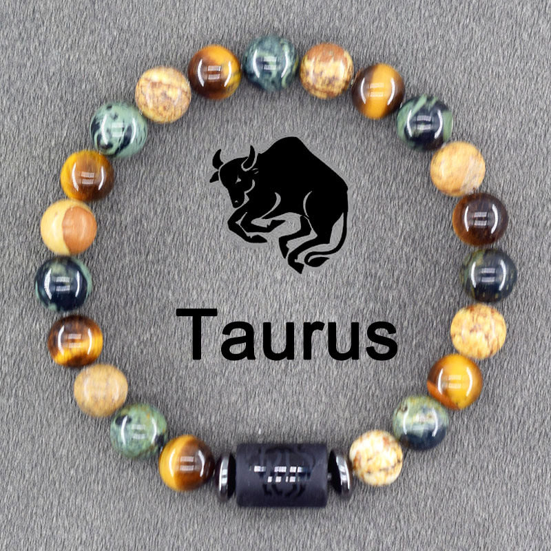 Classic Unisex Natural Stone Zodiac Beaded Bracelet