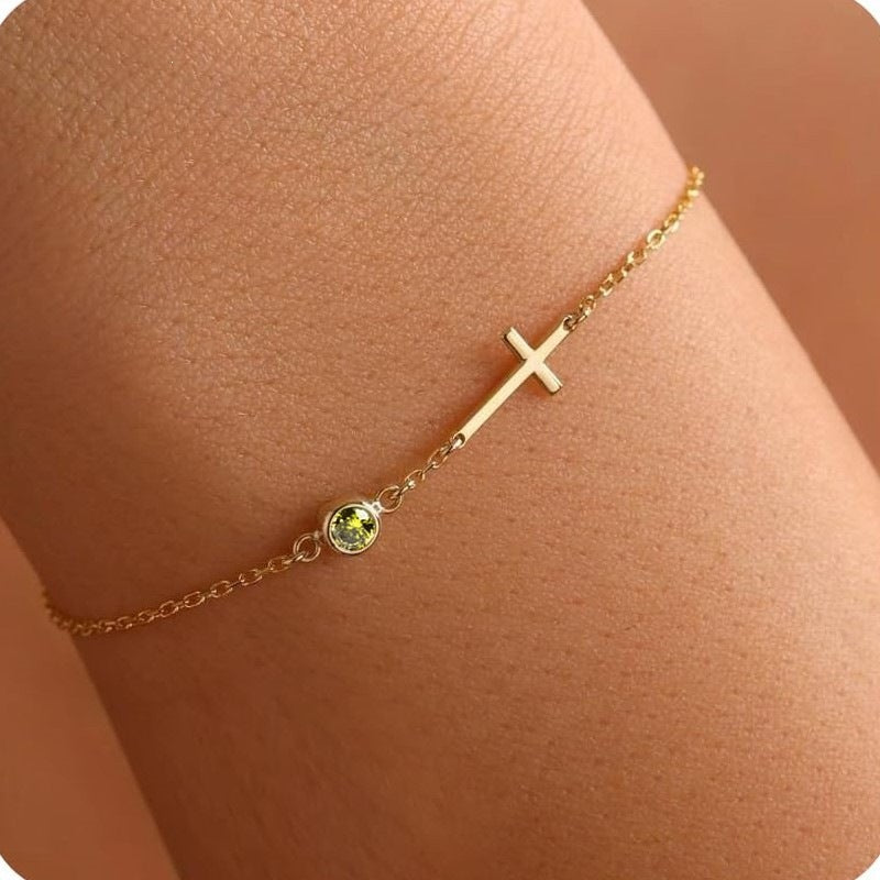Elegant 18K Gold Plated Stainless Steel Cross Geometric Bracelet for Women