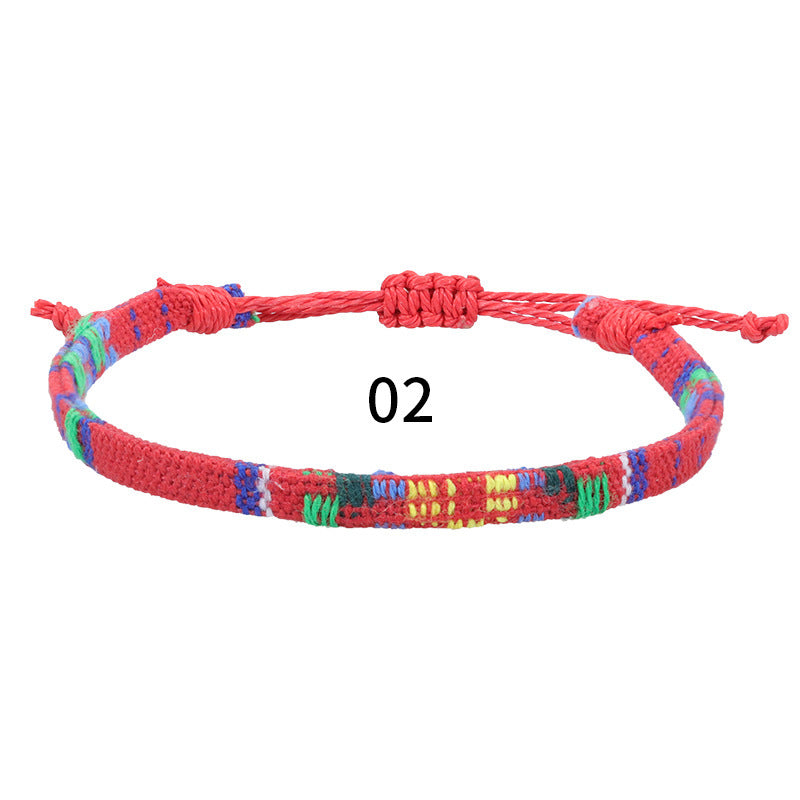 Bohemian Rainbow Braided Cotton Linen Anklet Unisex Adjustable Foot Jewelry