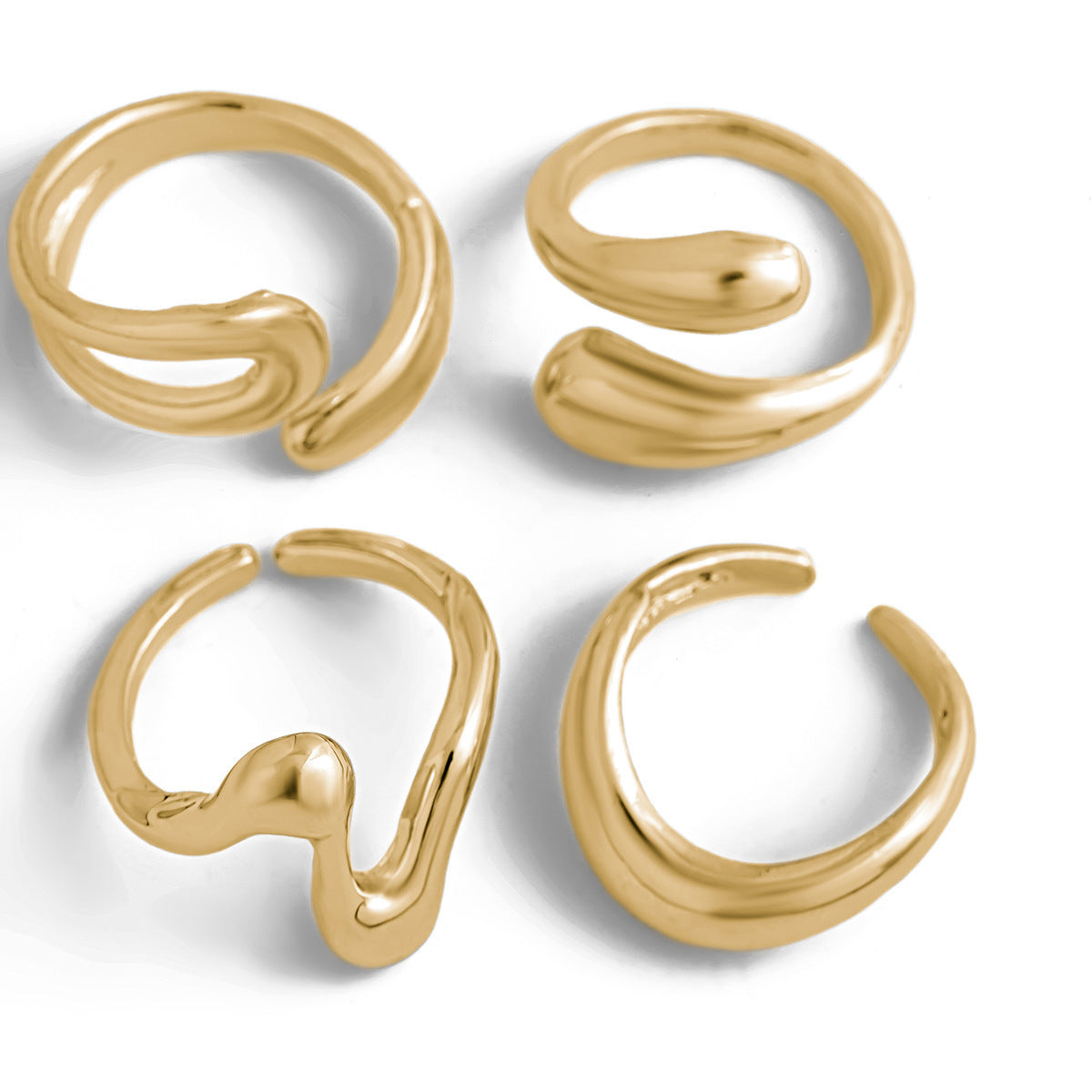 Anello Aperto Regolabile in Lega Placcata con Motivo Geometrico Liquido Lava da Donna