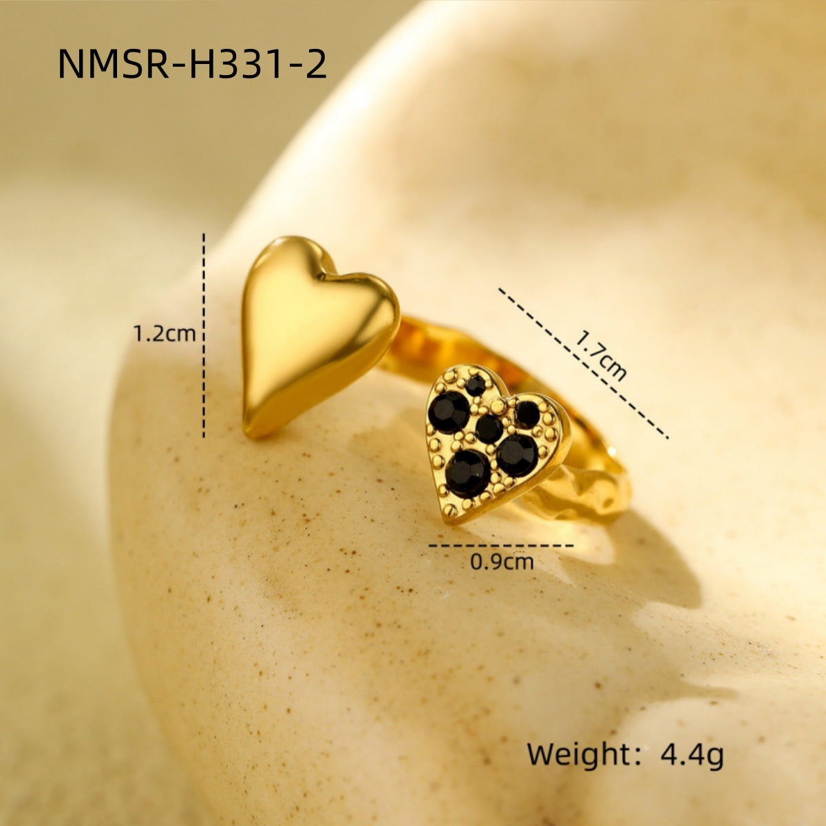Anello da Donna Minimalista a Cuore in Acciaio Inossidabile con Intarsio in Zirconi e Finitura Placcata