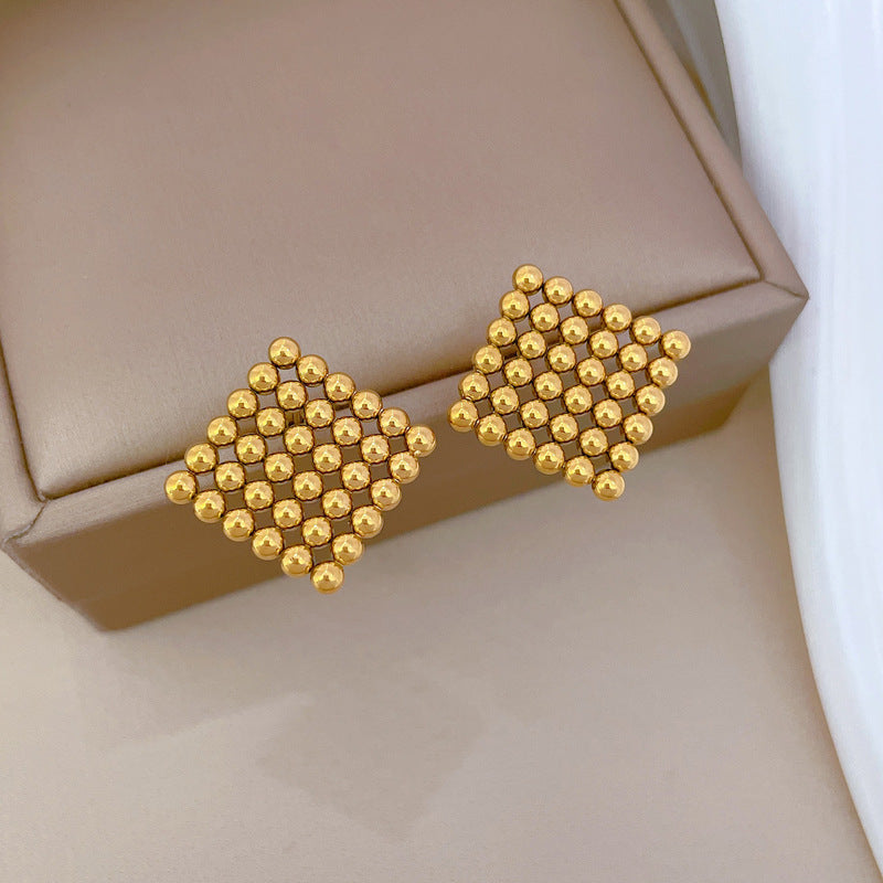 Minimalist Geometric Titanium Steel Stud Earrings for Women Cold Tone Elegant Party Jewelry