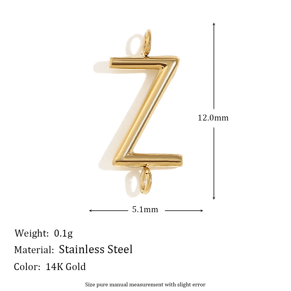 Minimalist 18K Gold Plated Stainless Steel Letter Charm Bar