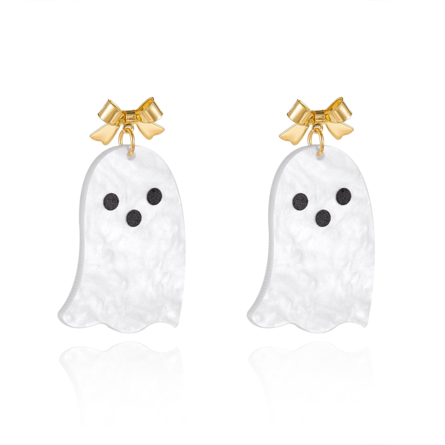 Eleganti Orecchini Pendenti Fantasma di Halloween in Acrilico con Stampa Cartone Animato e Design Geometrico da Donna