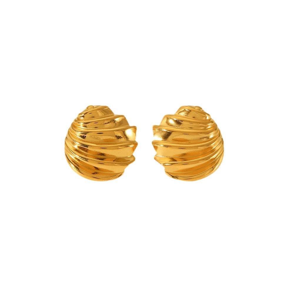 Ins Style Minimalist 18K Gold Plated Stainless Steel Geometric Irregular Twist Thread Earrings for Women