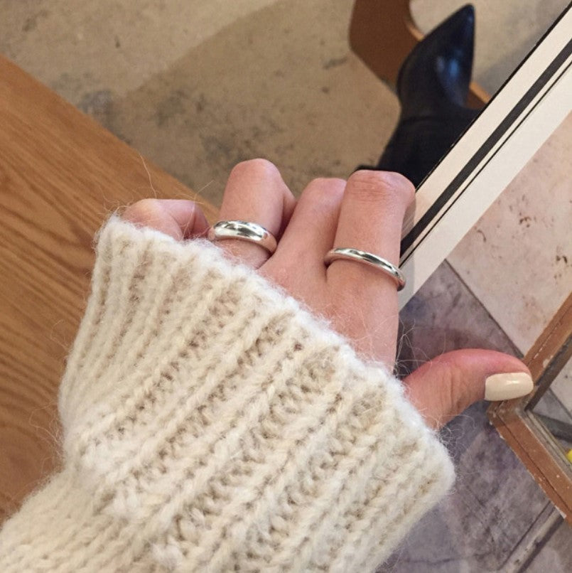 Minimalist 925 Sterling Silver Polished Geometric Round Line Ring