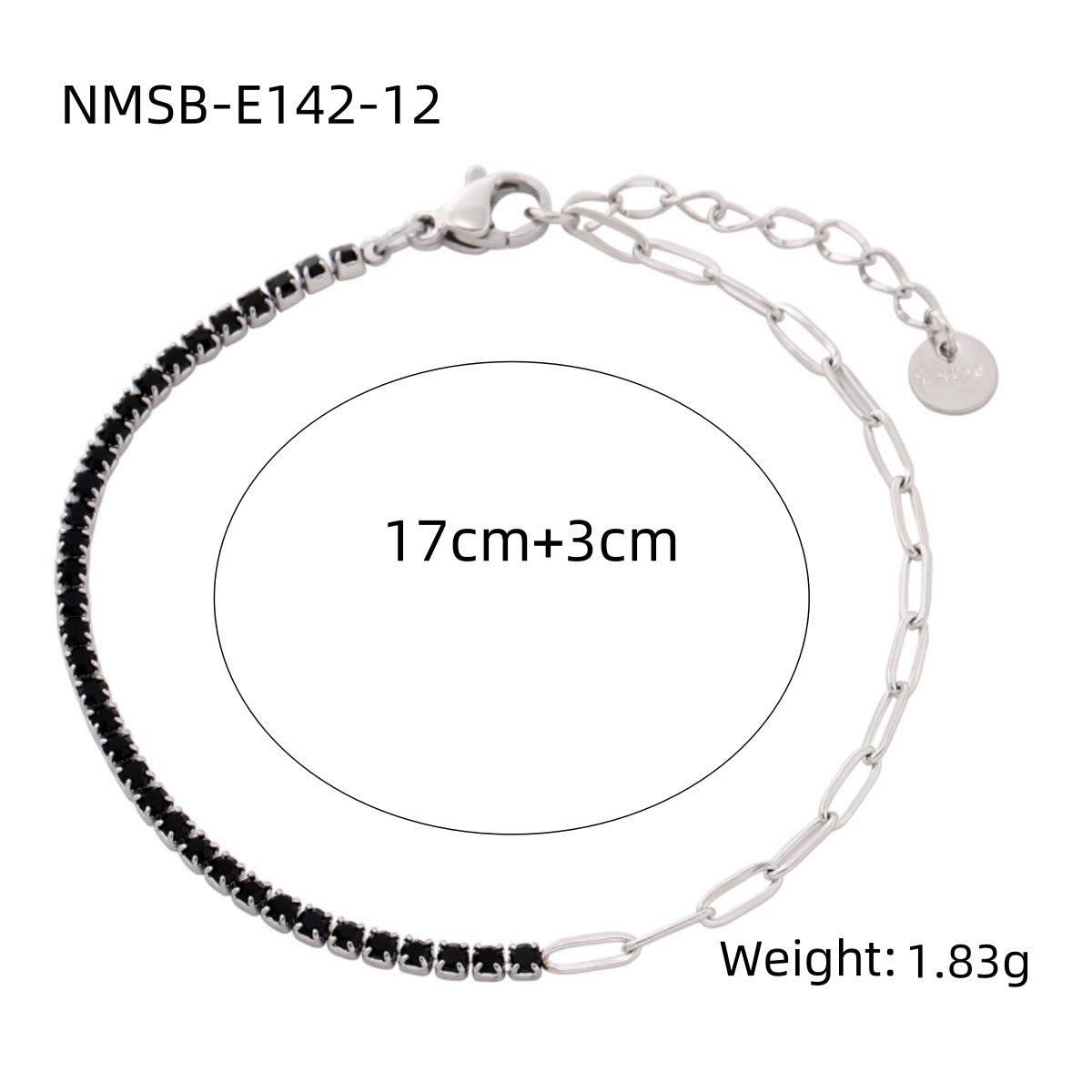 Pulsera geométrica de arcoíris de moda con diamantes de imitación para mujer, de acero de titanio con acabado chapado y delicado diseño de cristales de hilera completa