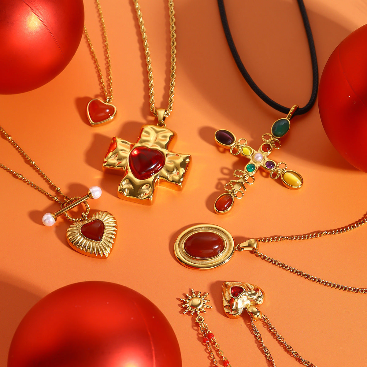 Collana con Pendente a Cuore alla Moda in Acciaio Inossidabile con Ciondolo in Acciaio al Titanio e Finitura Placcata per Donna